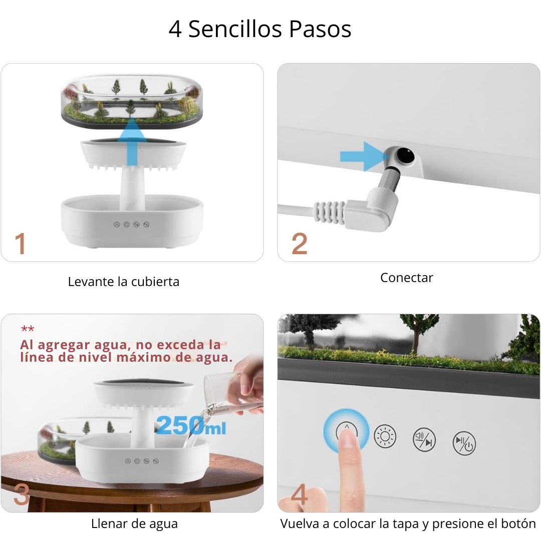 Humidificador Sonido Ambiental y Lluvia